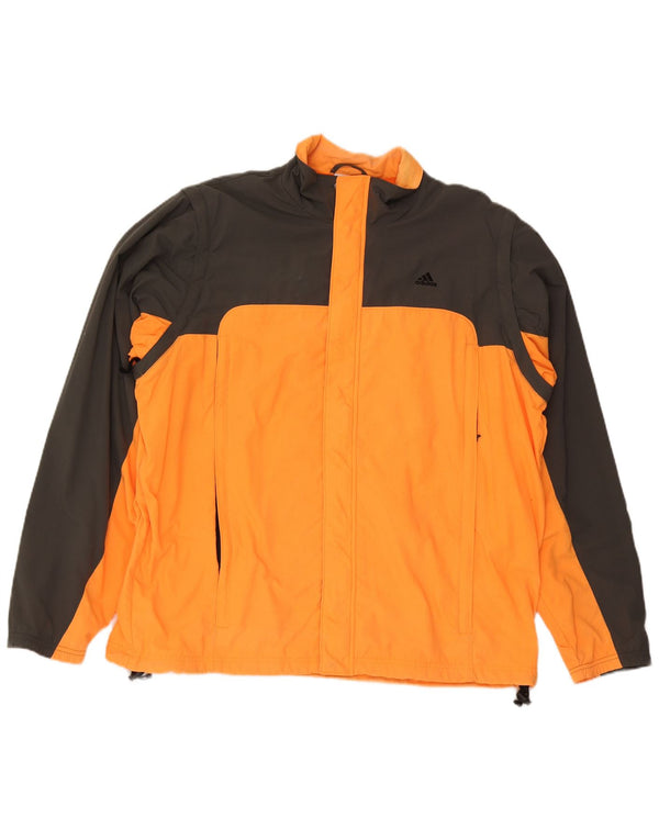 Adidas Chaqueta impermeable para hombre UK 42 XL Naranja Colorblock Poliéster