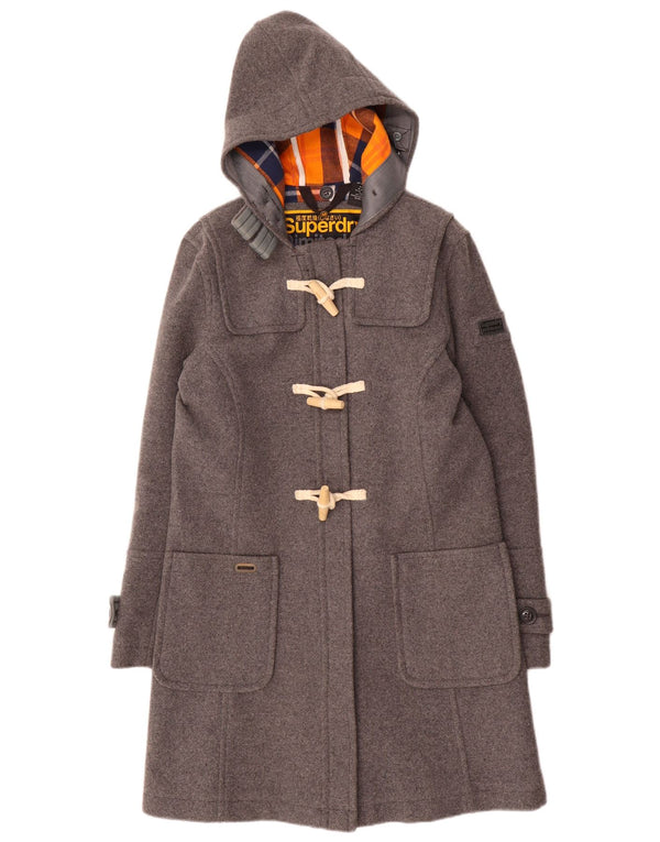 Superdry Trenca con capucha para mujer, Reino Unido 40, lana gris medio
