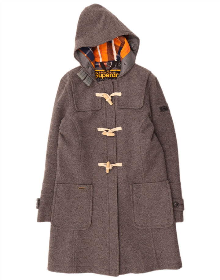Superdry Trenca con capucha para mujer, Reino Unido 40, lana gris medio