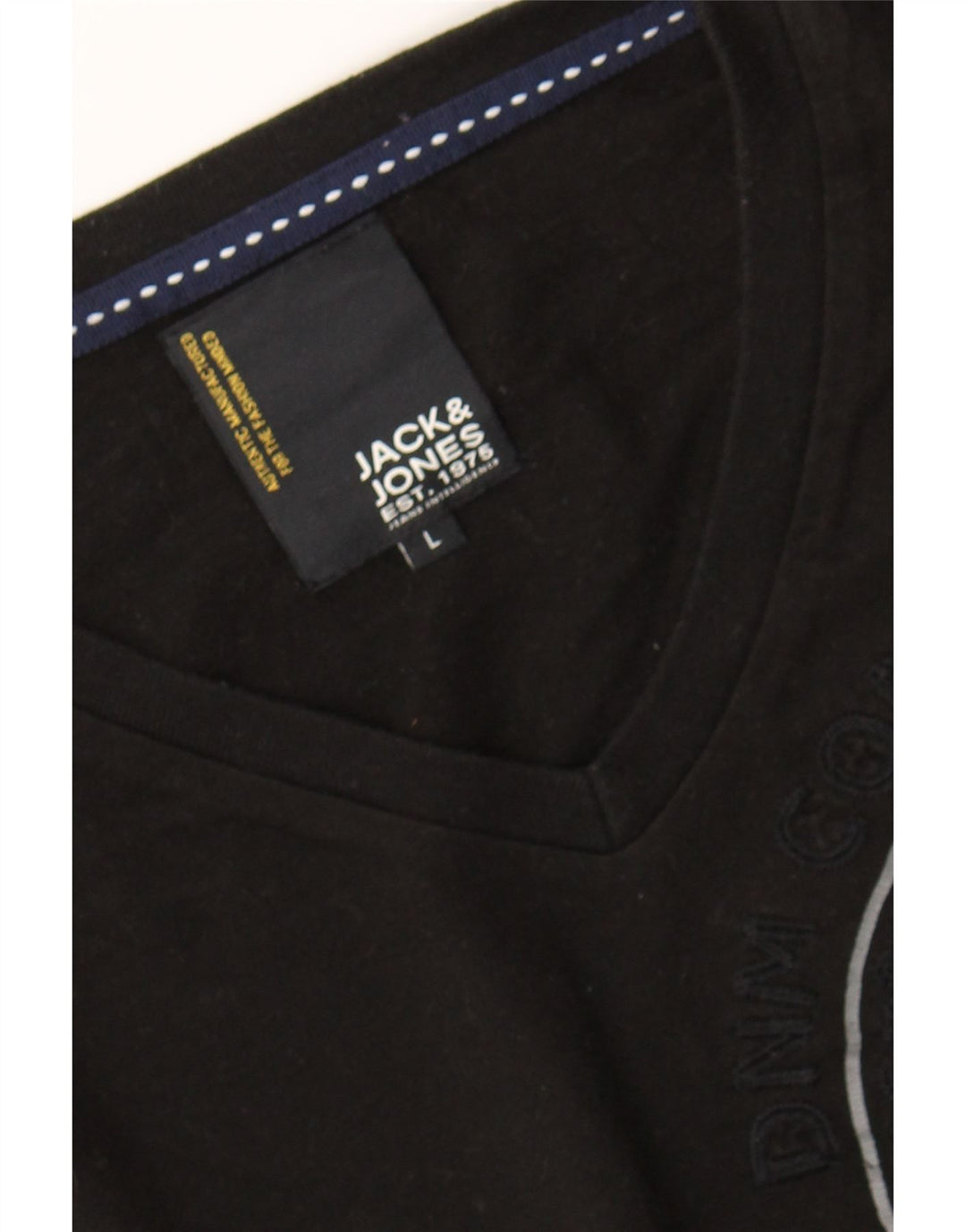 JACK & JONES Mens Graphic Top Long Sleeve Large Black Cotton Vintage Jack & Jones and Second-Hand Jack & Jones from Messina Hembry 