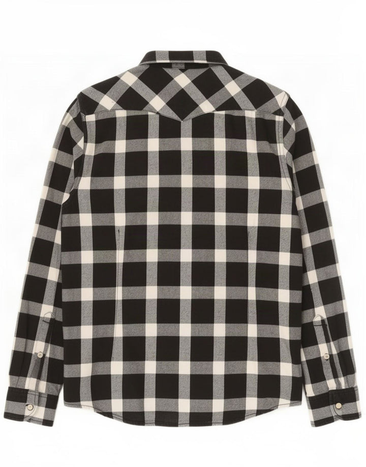 Camisa De Franela De Corte Slim De Algodón A Cuadros En Negro Mediano Lee Hombre