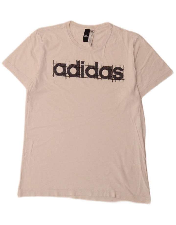 Adidas - Camiseta gráfica para hombre, talla mediana, algodón blanco
