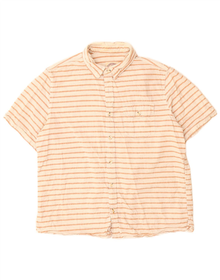 Camisa de manga corta para hombre Fat Face de algodón a rayas blancas grandes