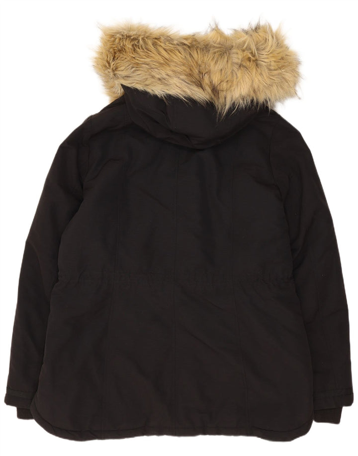 Monsoon Chaqueta Parka con Capucha para Mujer UK 44 Grande Algodón Negro