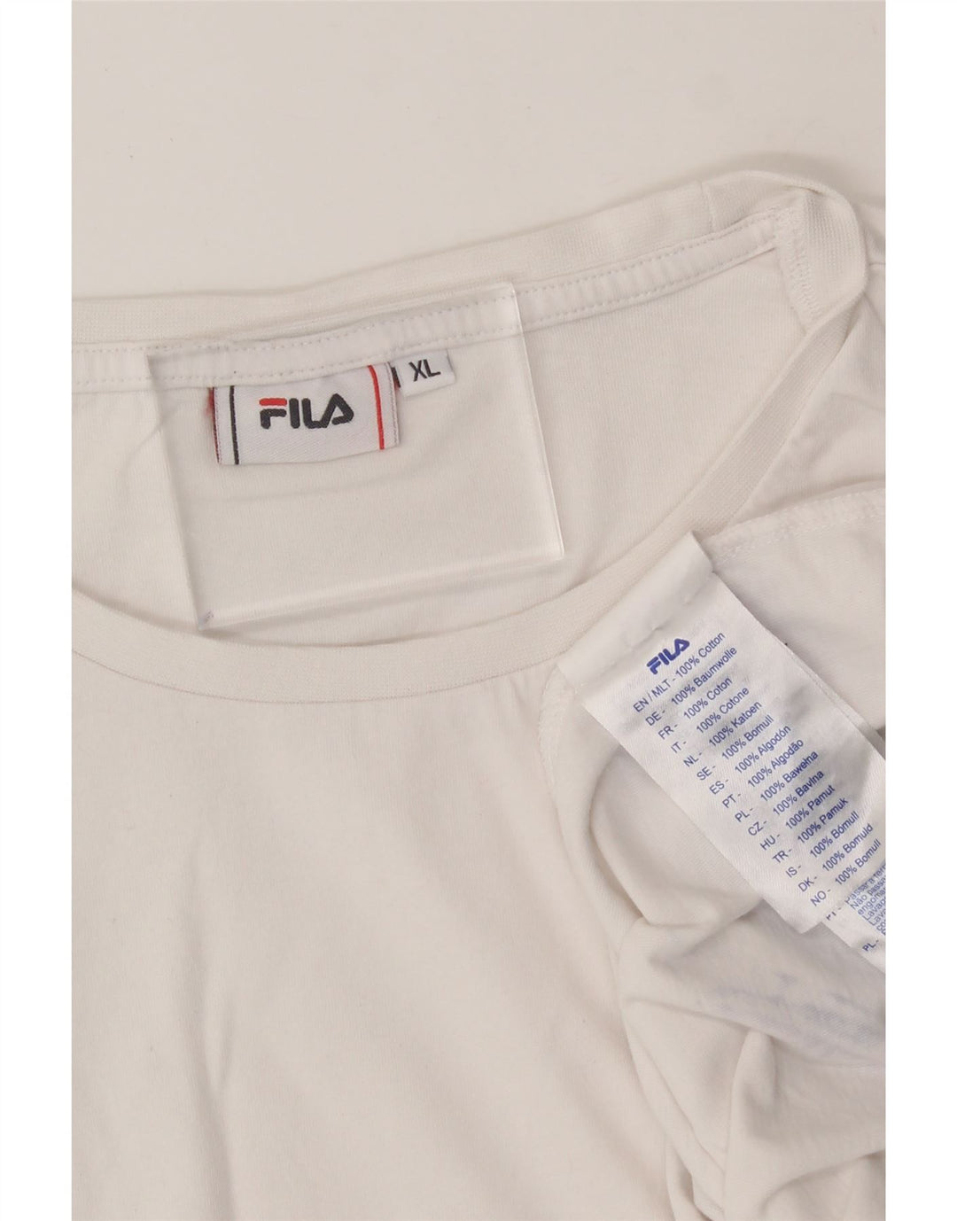 FILA Mens T-Shirt Top XL White Cotton Vintage Fila and Second-Hand Fila from Messina Hembry 