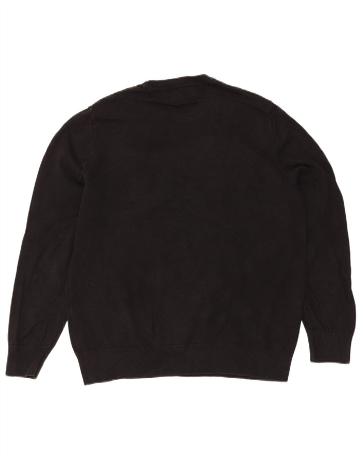 Nautica Jersey de cuello redondo para hombre de algodón a rayas negro mediano