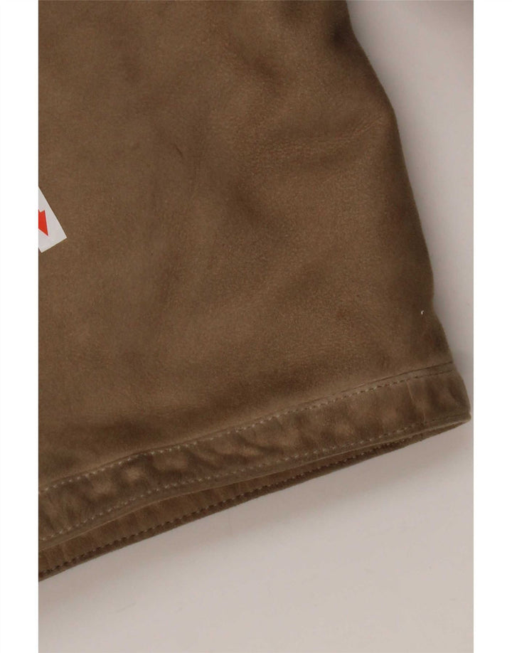 Vintage mujer 3/4 manga shearling abrigo Reino Unido 14 beige medio