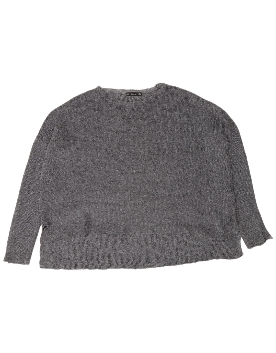 Zara Mujer Suéter De Cuello Redondo De Gran Tamaño UK 10 Small Gris