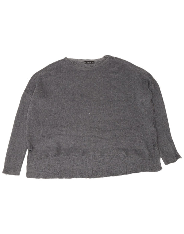 Zara Mujer Suéter De Cuello Redondo De Gran Tamaño UK 10 Small Gris