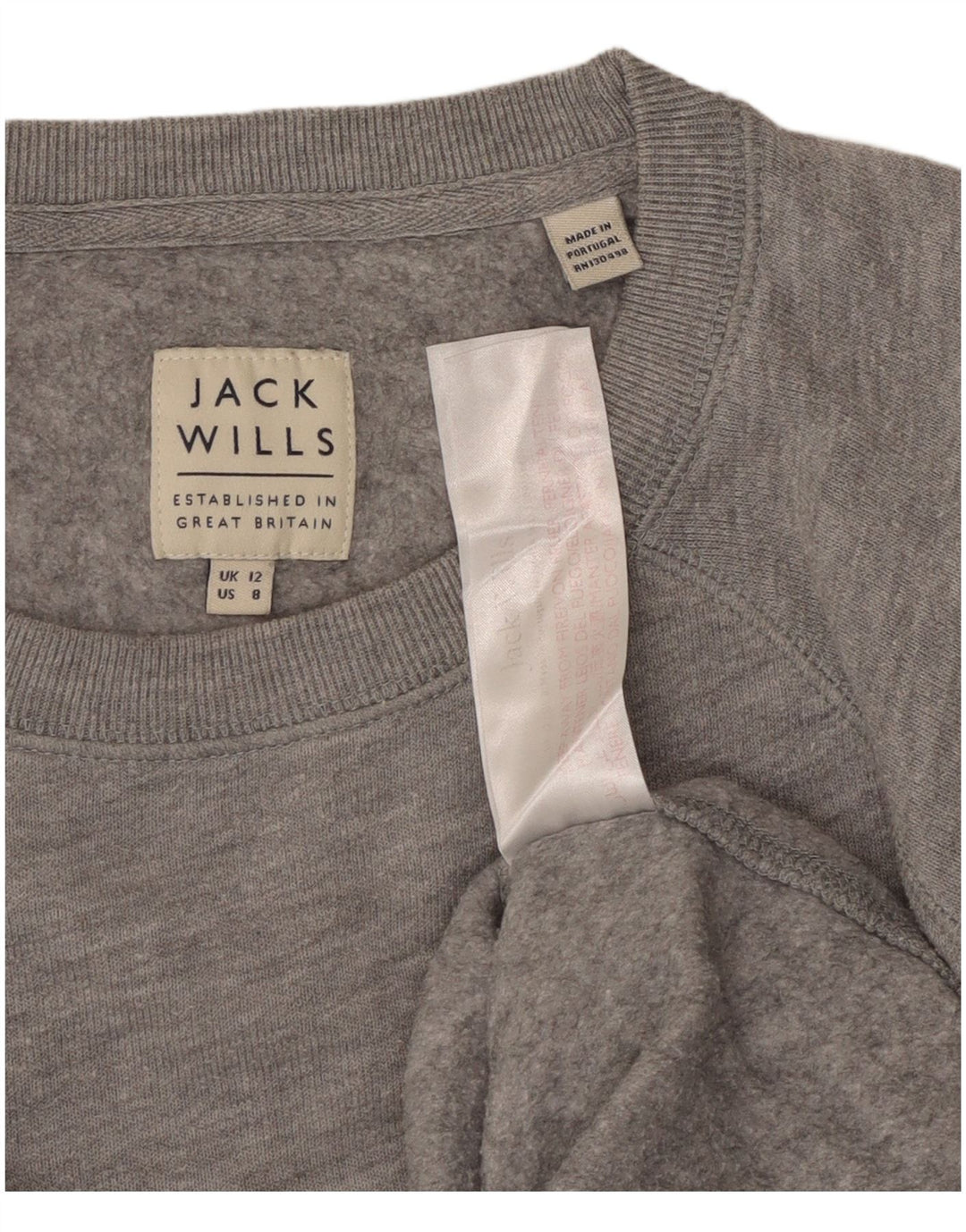 Jack Wills Sudadera para mujer Jumper UK 12 Algodón gris medio