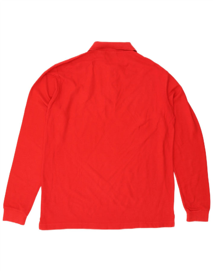 FILA Polo de manga larga para hombre grande rojo