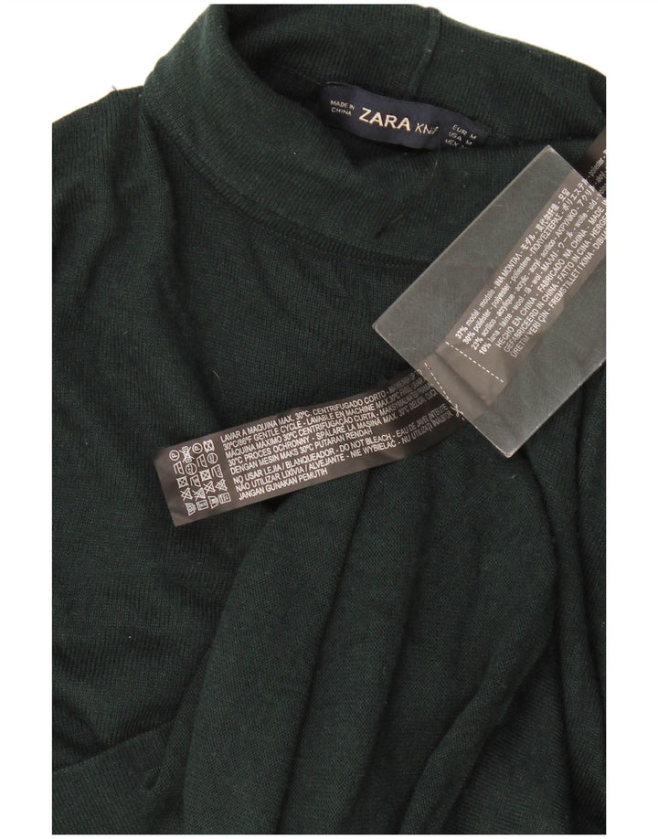 Zara Jersey con cuello vuelto para mujer, talla 44, color verde medio, modal