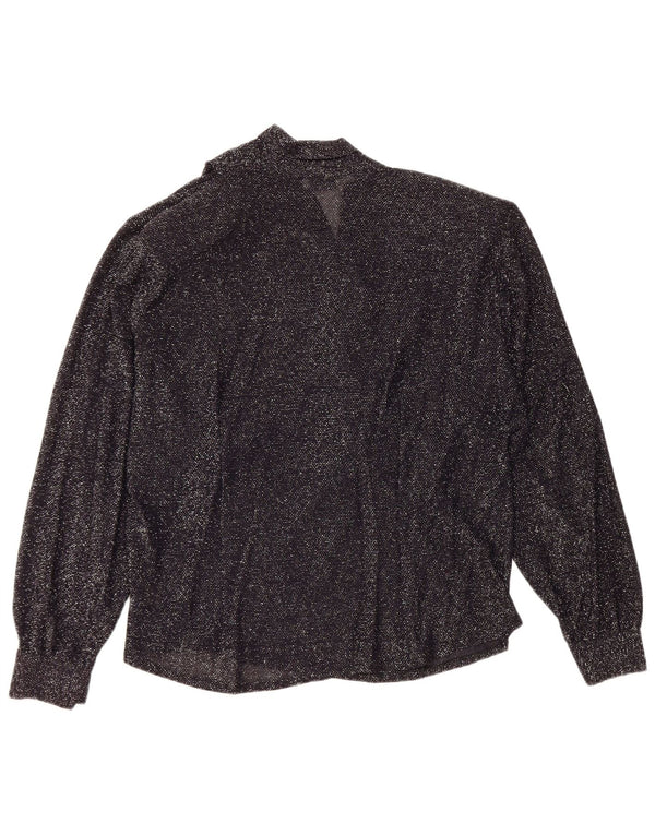 Giulia Galanti Blusa de manga larga para mujer UK 44 Mediano Negro Moteado