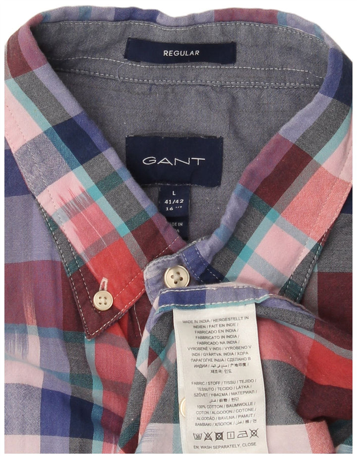 Camisa de manga corta para hombre Gant Talla 16 1/2 41/42 Cuadros multicolores grandes