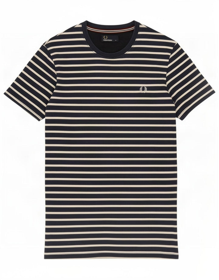 Camiseta Fred Perry Hombre Top Medium Azul Marino Rayas Algodón