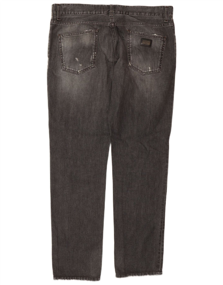 Dolce & Gabbana Vaqueros rectos desgastados para mujer IT 50 XL W36 L32 Gris