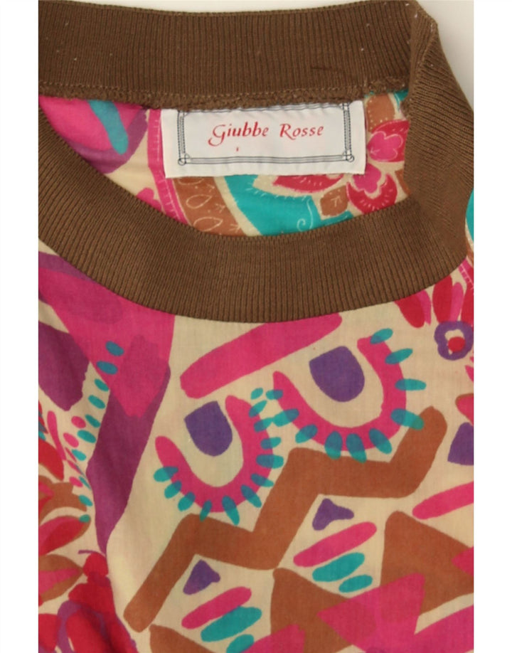 Vintage mujer blusa Top Reino Unido 16 grande multicolor geométrico