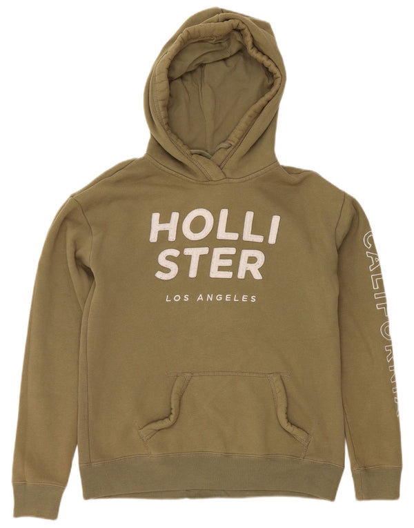 Hollister Mujer Graphic Oversize Sudadera con Capucha Jumper UK 6 XS Algodón Caqui