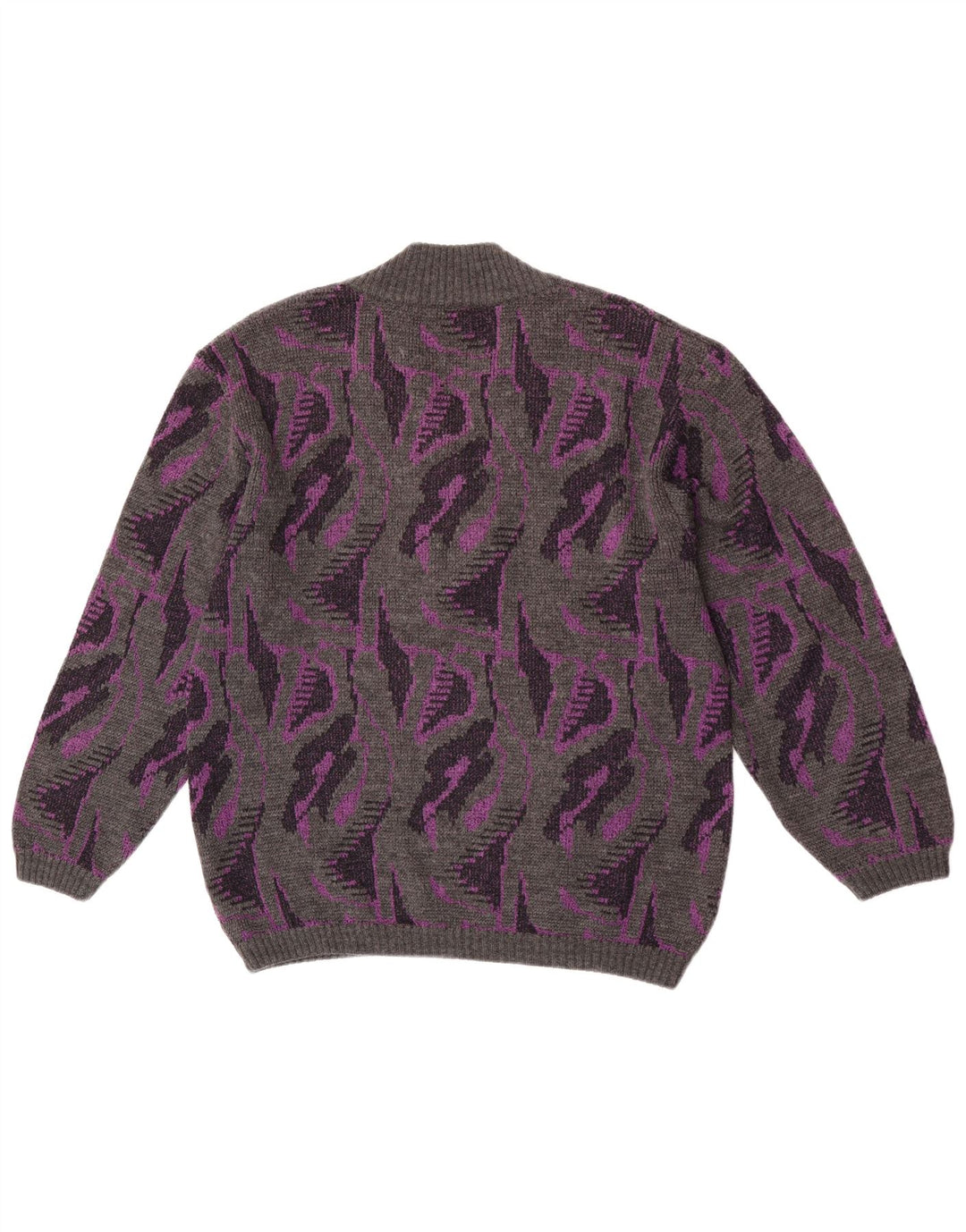 Rasica - Jersey con cuello en V para mujer, diseño abstracto, talla 40, color gris