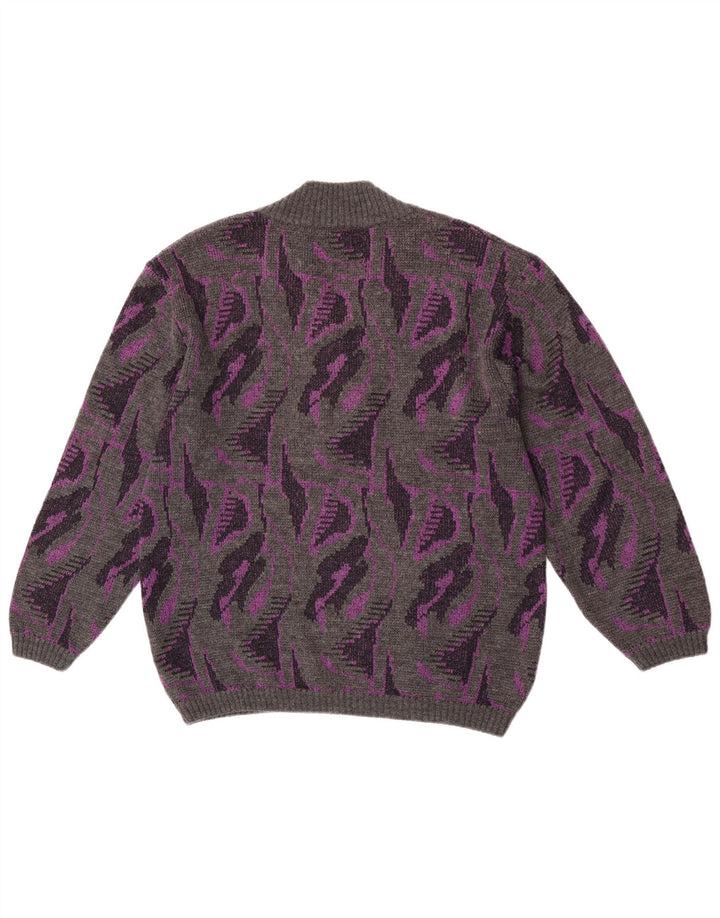 Rasica - Jersey con cuello en V para mujer, diseño abstracto, talla 40, color gris