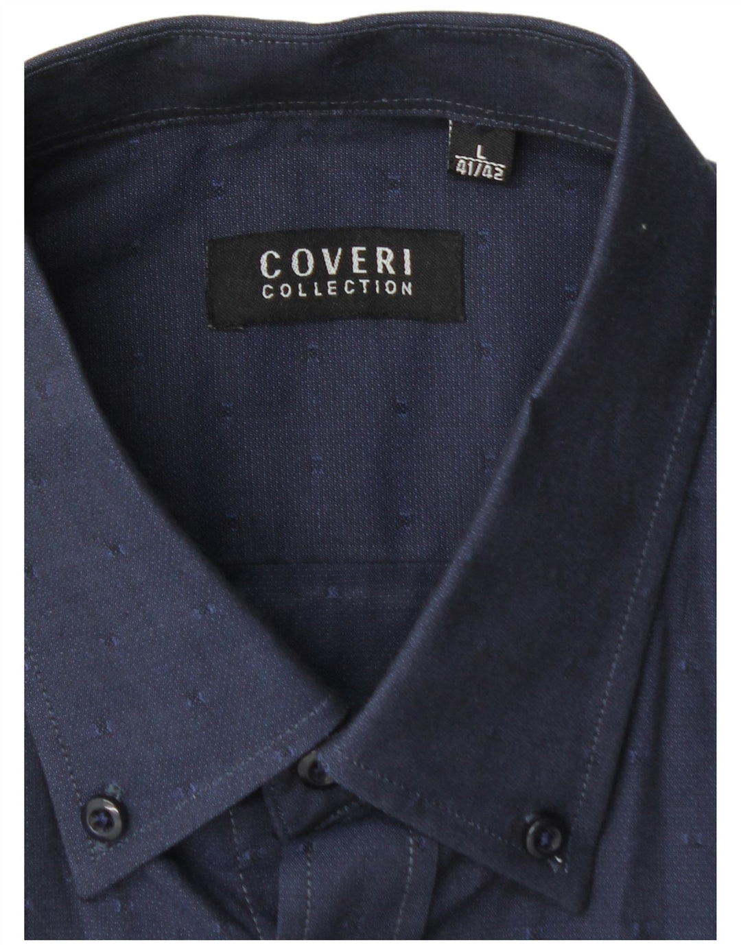 COVERI Camisa Hombre Talla 41/42 Grande Azul Marino Algodón