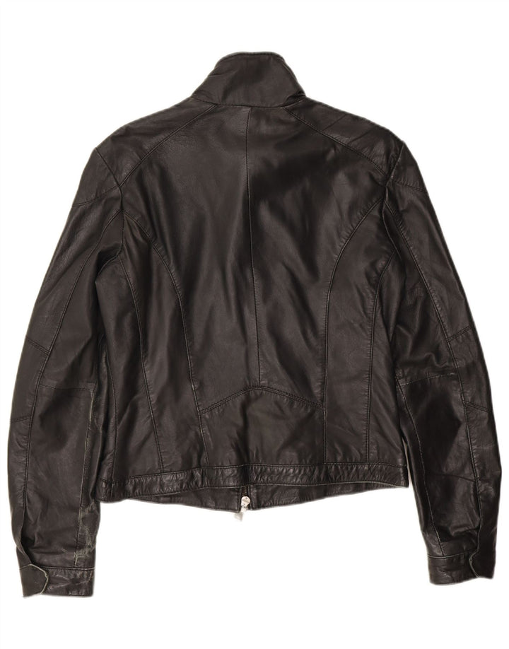 Gipsy Chaqueta motera de cuero para mujer UK 44 Medium Black Leather