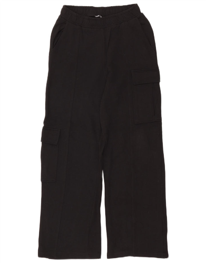 Zara Mujer Pantalones De Chándal Cargo UK 10 Small Algodón Negro