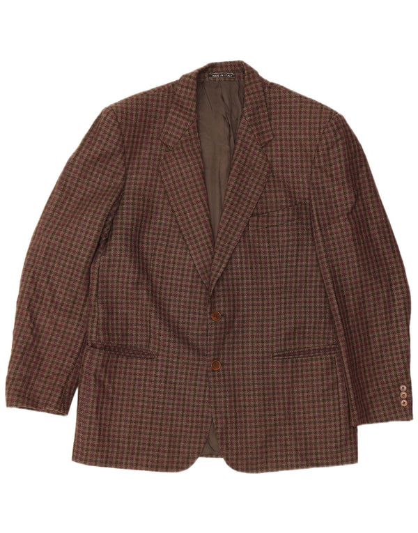 RENATO BARBANO Chaqueta tipo blazer de 2 botones para hombre UK 40 Large Brown Check