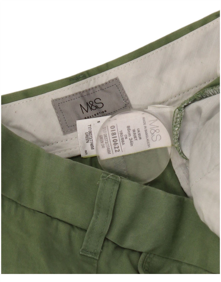 Marks & Spencer Pantalones cortos chinos para mujer W34 Algodón verde grande