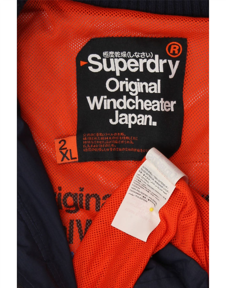 Superdry Chaqueta impermeable cortavientos para mujer UK 20 2XL Nylon azul marino