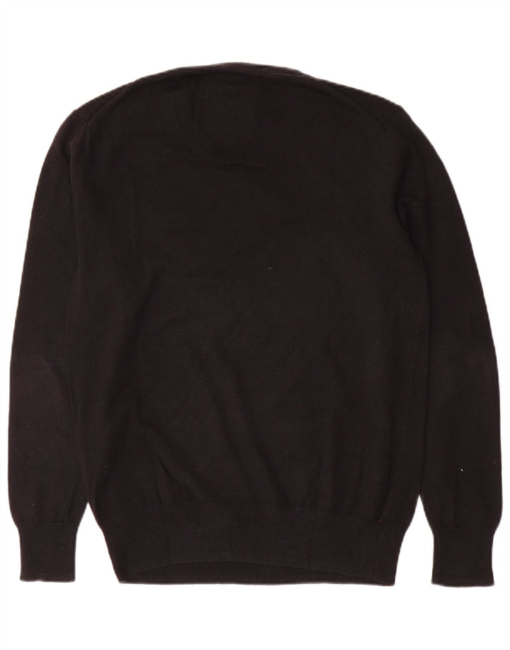 Superdry Jersey con cuello en V para hombre, jersey de algodón negro mediano