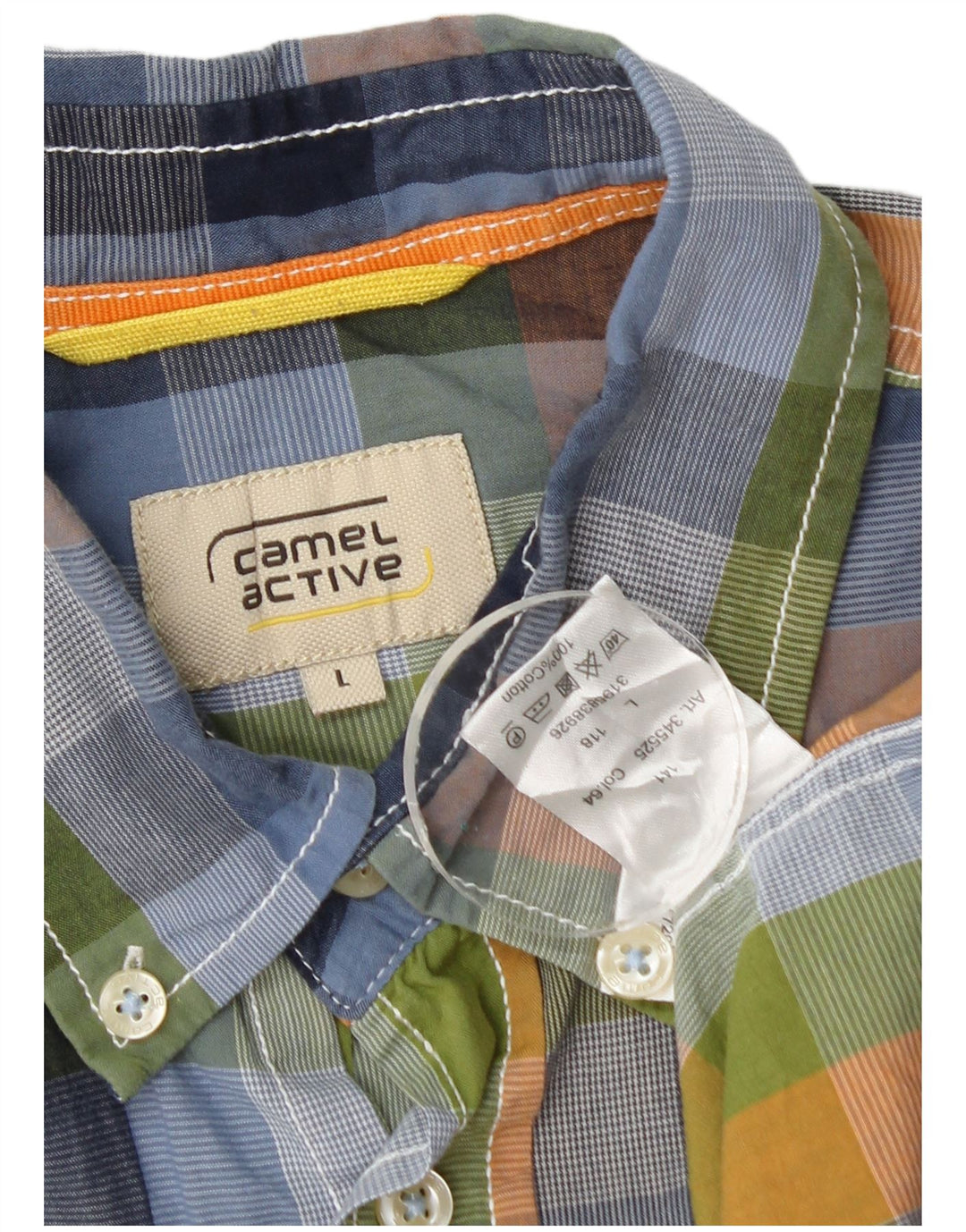 Camisa de manga corta para hombre Camel Active de algodón con cuadros multicolores grandes
