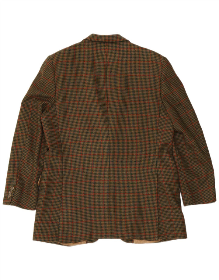 Gieves & Hawkes Chaqueta tipo blazer de 2 botones para hombre UK 44 2XL Caqui Pata de gallo
