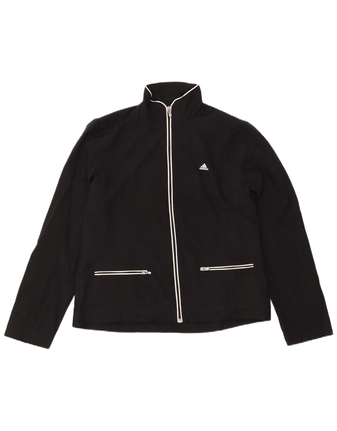 Adidas - Chaqueta de chándal para mujer, talla 40, talla mediana, poliéster negro
