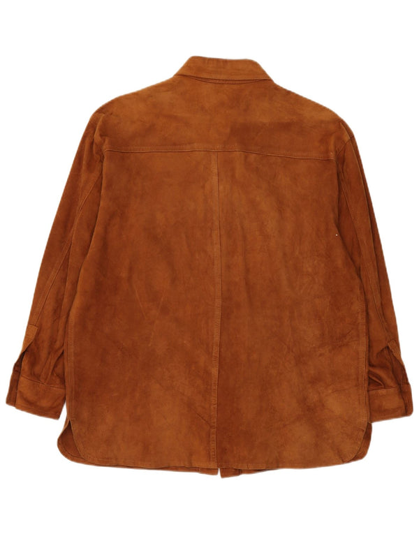 Vintage Mujer Sobrecamisa Ante Camisa IT 42 Marrón Medio