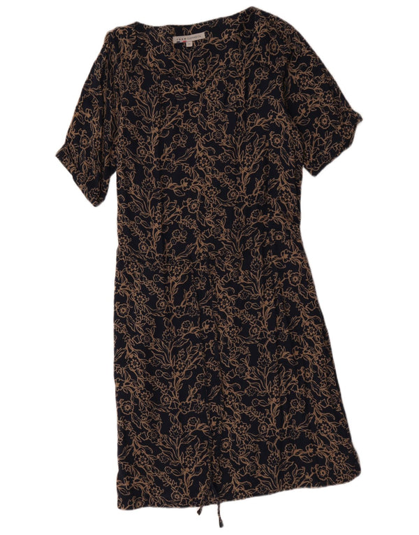 Crew Clothing Vestido acampanado para mujer UK 40 Medio Algodón floral azul marino