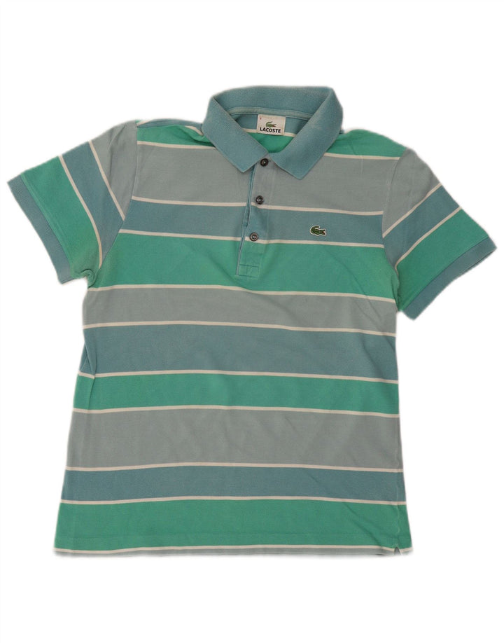 Lacoste Polo de rugby para hombre talla 4 algodón a rayas verde mediano