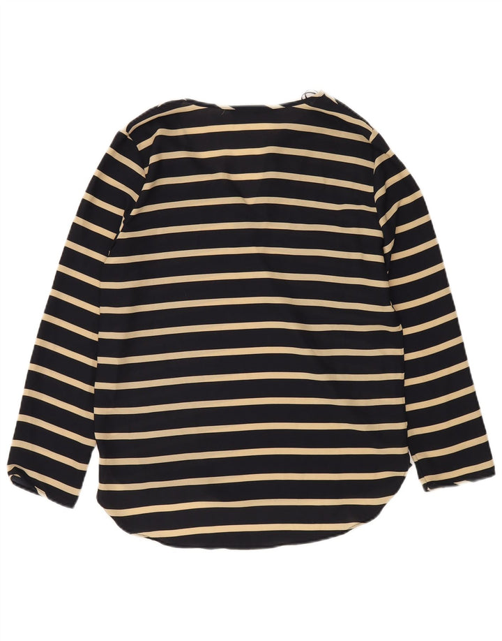 Zara Blusa de Manga Larga para Mujer Top UK 10 Small Azul Marino Rayas