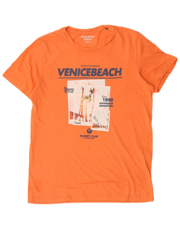 Jack & Jones - Camiseta gráfica para hombre, talla grande, algodón naranja