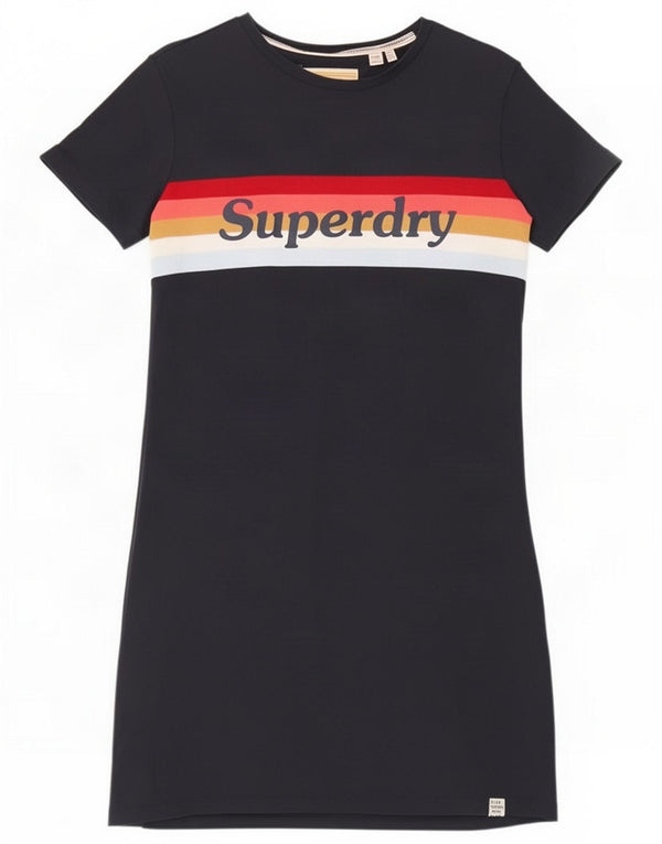 Vestido estilo camiseta con gráfico Superdry para mujer UK 40 Small Azul marino Bloque de color
