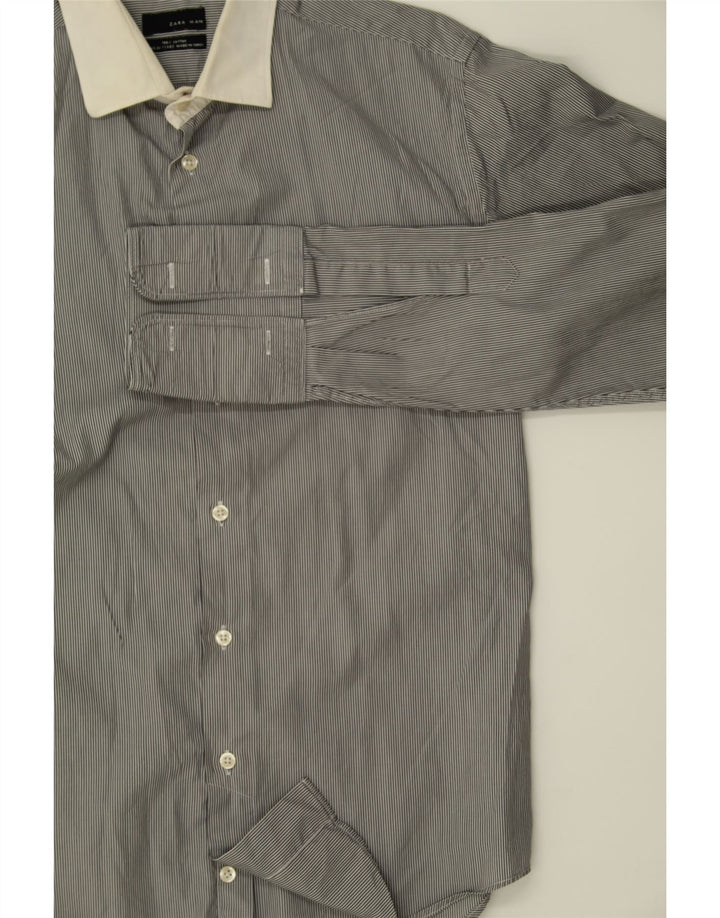 ZARA Mens Shirt Medium Grey Pinstripe Cotton Vintage Zara and Second-Hand Zara from Messina Hembry 