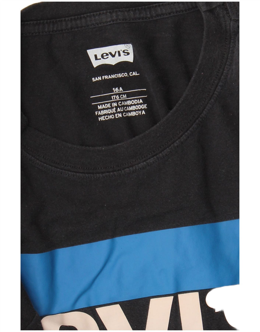 Levi's Camiseta gráfica para niño Top 15-16 años Negro