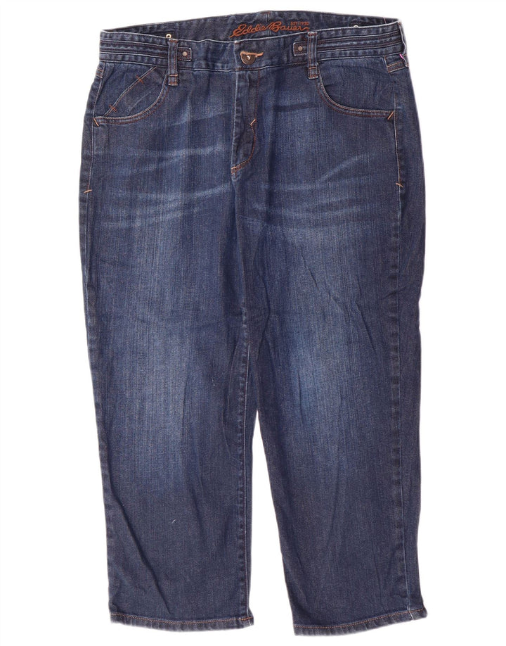 EDDIE BAUER Vaqueros Capri altos para mujer US 12 Grande W34 L23 Azul marino Algodón