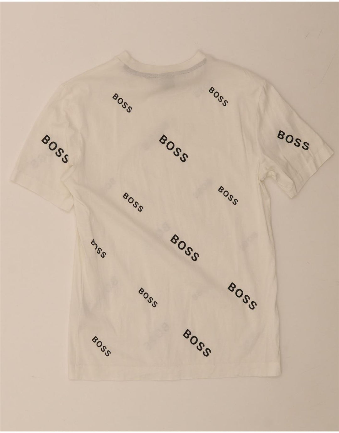 Hugo Boss Hombre Camiseta Gráfica Top Pequeño Algodón Blanco