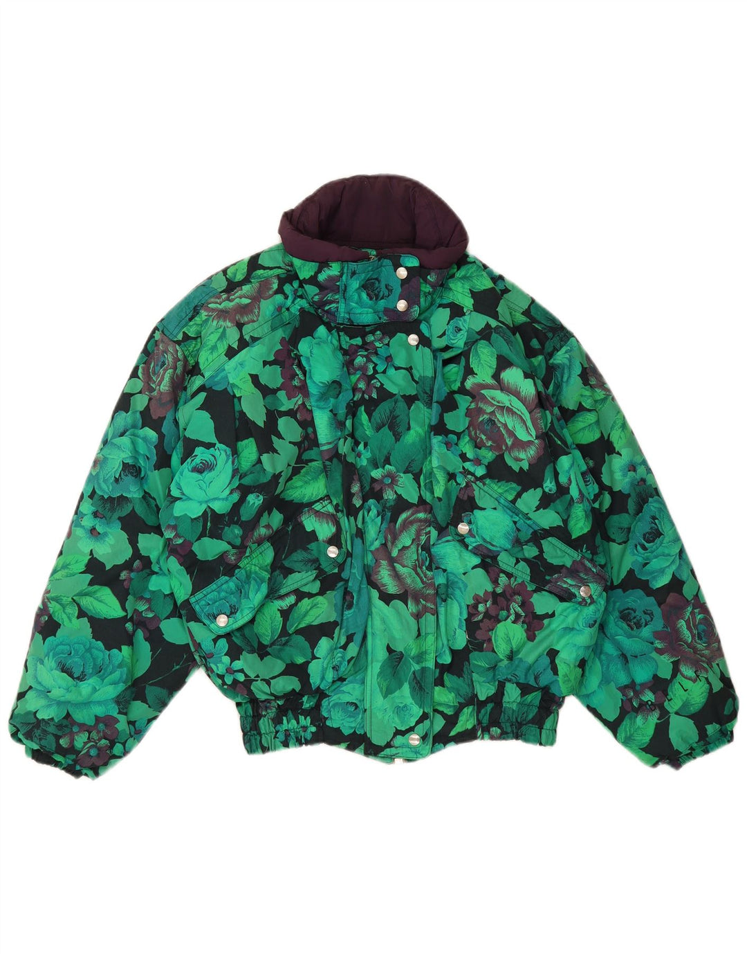 Belfe & Chaqueta cortavientos extragrande para mujer UK 12 Nylon floral verde medio