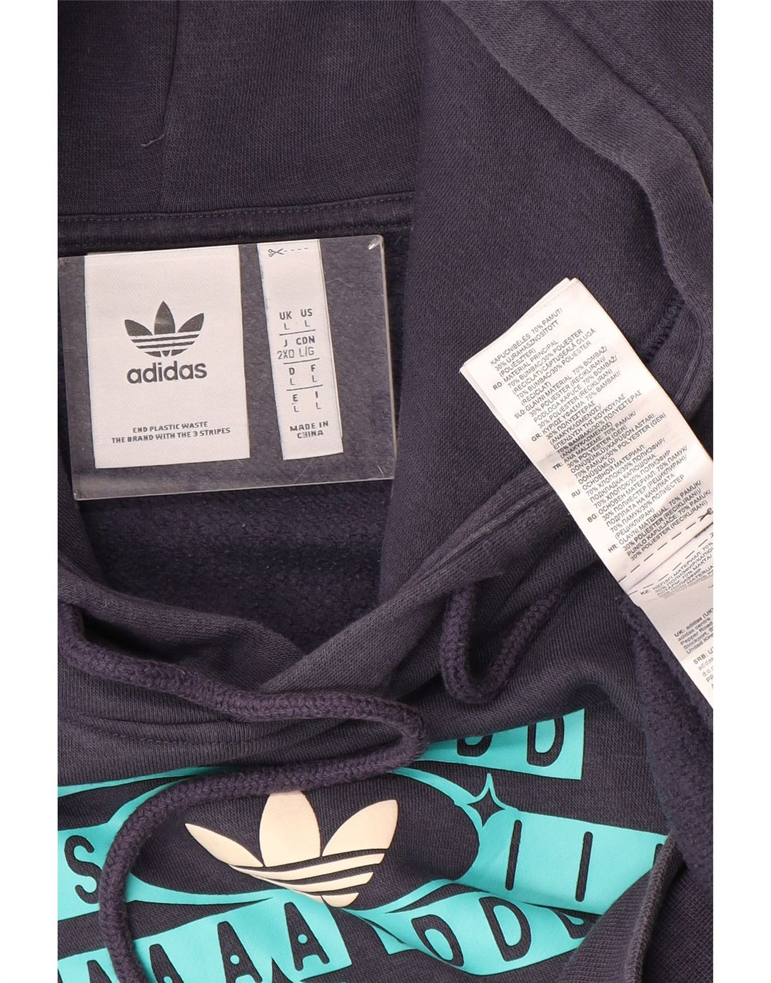 ADIDAS Hombre Graphic Sudadera con capucha Jumper Grande Azul Marino Algodón