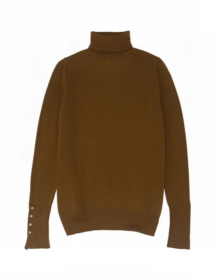 Zara Mujer Roll Neck Jumper Sweater UK 10 Small Caqui