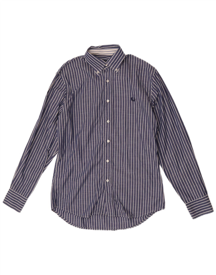 Camisa Fred Perry Hombre Slim Fit De Algodón A Rayas Azul Medio