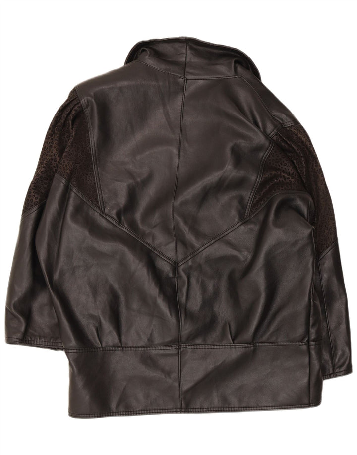 Alta Moda Abrigo de cuero extragrande para mujer Reino Unido 44 Estampado animal negro mediano