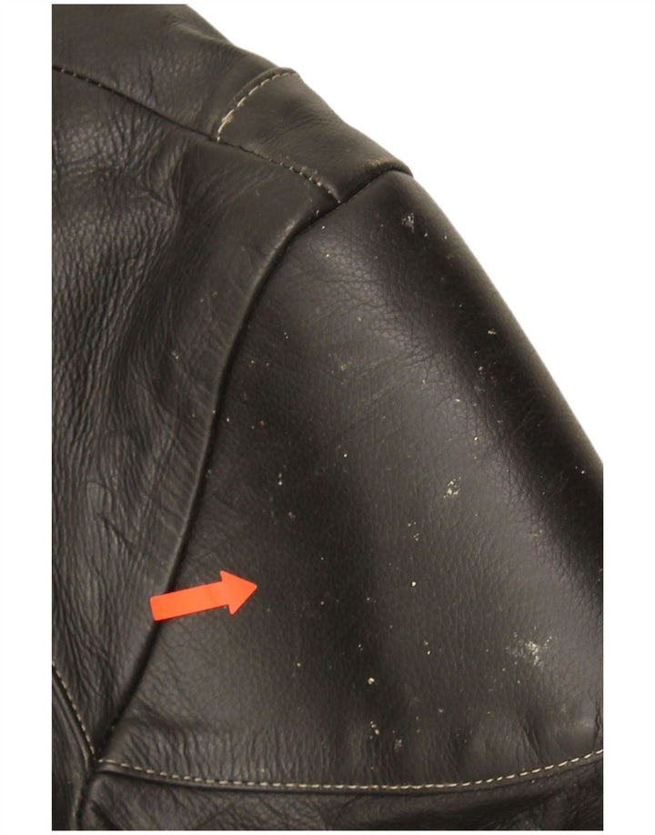 POLO Chaqueta de cuero para mujer UK 14 Medium Black Leather